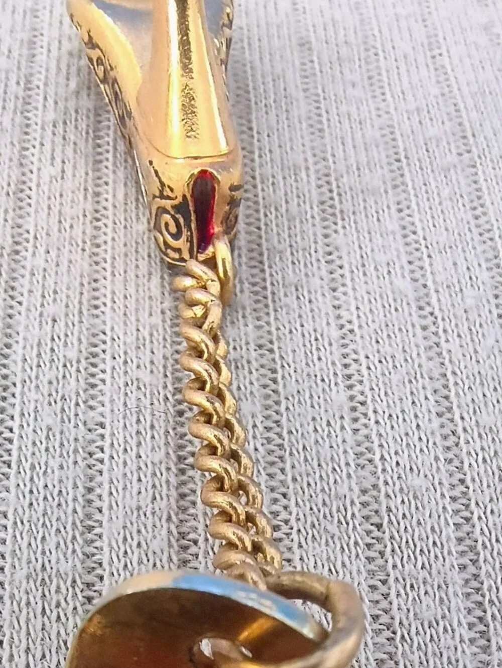 Vintage Spanish Toledo Damascene Shoe Horn High Heel Shoe Charm 1970s